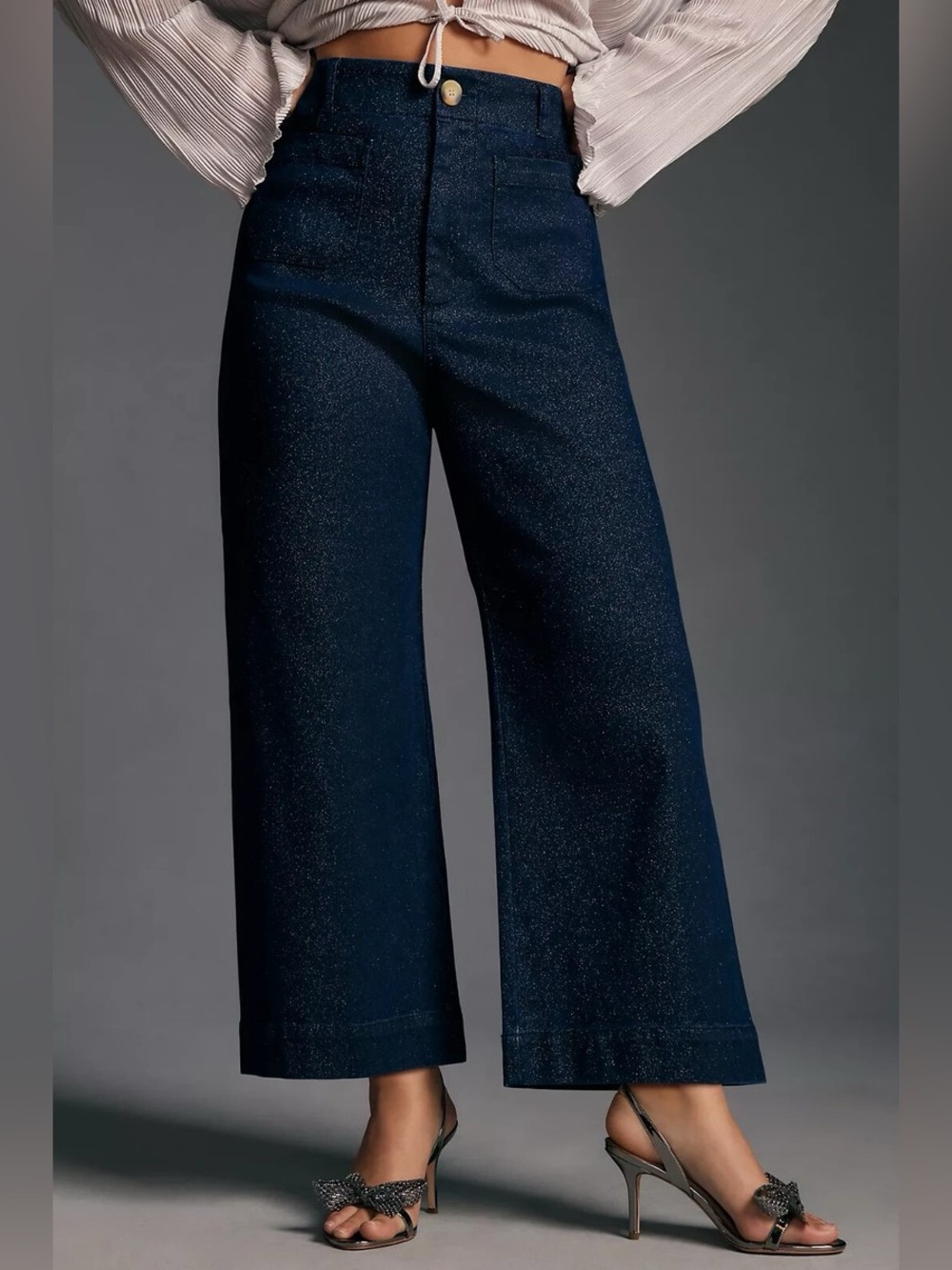 Maeve by Anthropologie The Colette Sparkle Wide Cropped Pants